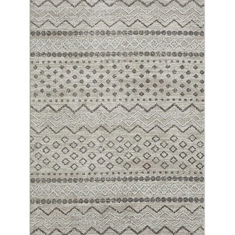 Kirklands Home Beige Geometric Stripe Washable Area Rug, 5x7 New