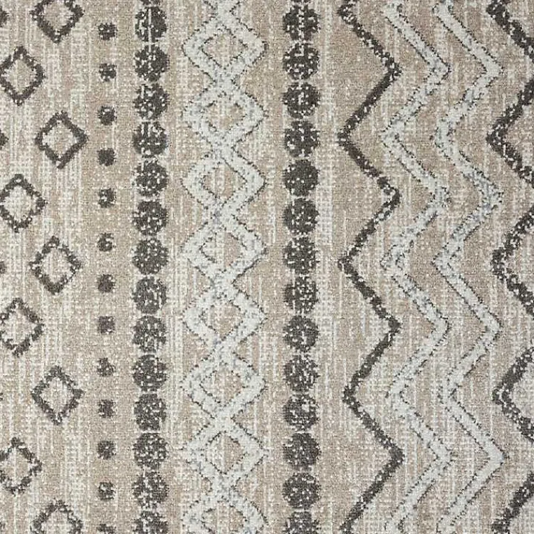 Kirklands Home Beige Geometric Stripe Washable Area Rug, 5x7 New