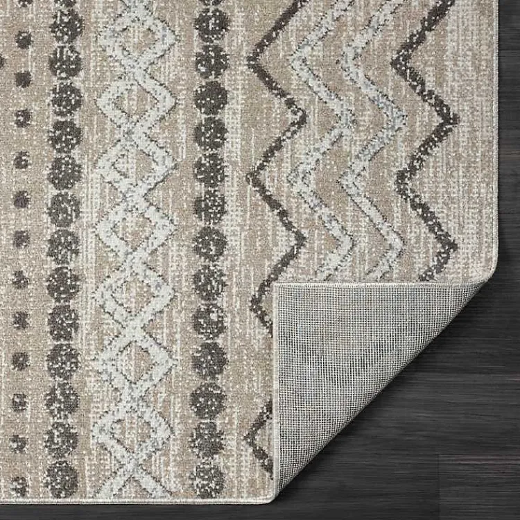 Kirklands Home Beige Geometric Stripe Washable Area Rug, 5x7 New