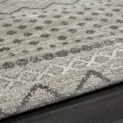 Kirklands Home Beige Geometric Stripe Washable Area Rug, 5x7 New