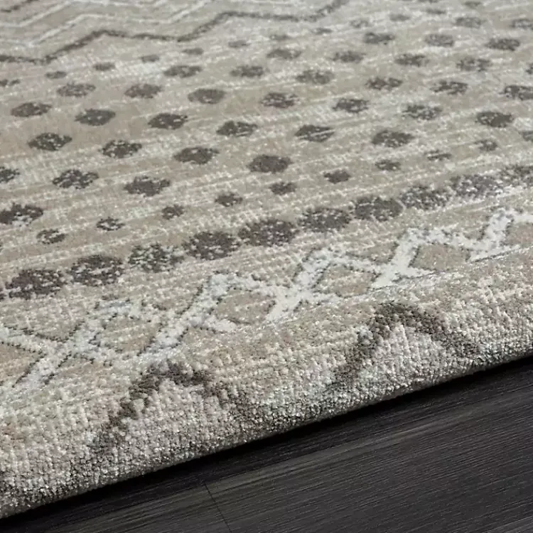 Kirklands Home Beige Geometric Stripe Washable Area Rug, 5x7 New