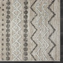 Kirklands Home Beige Geometric Stripe Washable Area Rug, 5x7 New