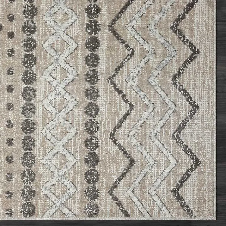 Kirklands Home Beige Geometric Stripe Washable Area Rug, 5x7 New