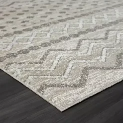 Kirklands Home Beige Geometric Stripe Washable Area Rug, 5x7 New