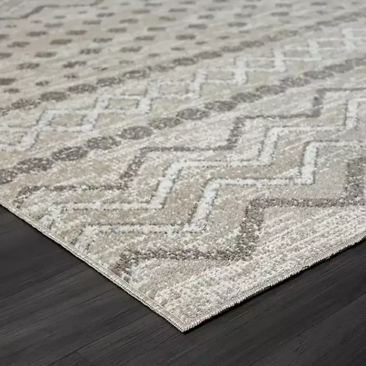 Kirklands Home Beige Geometric Stripe Washable Area Rug, 5x7 New