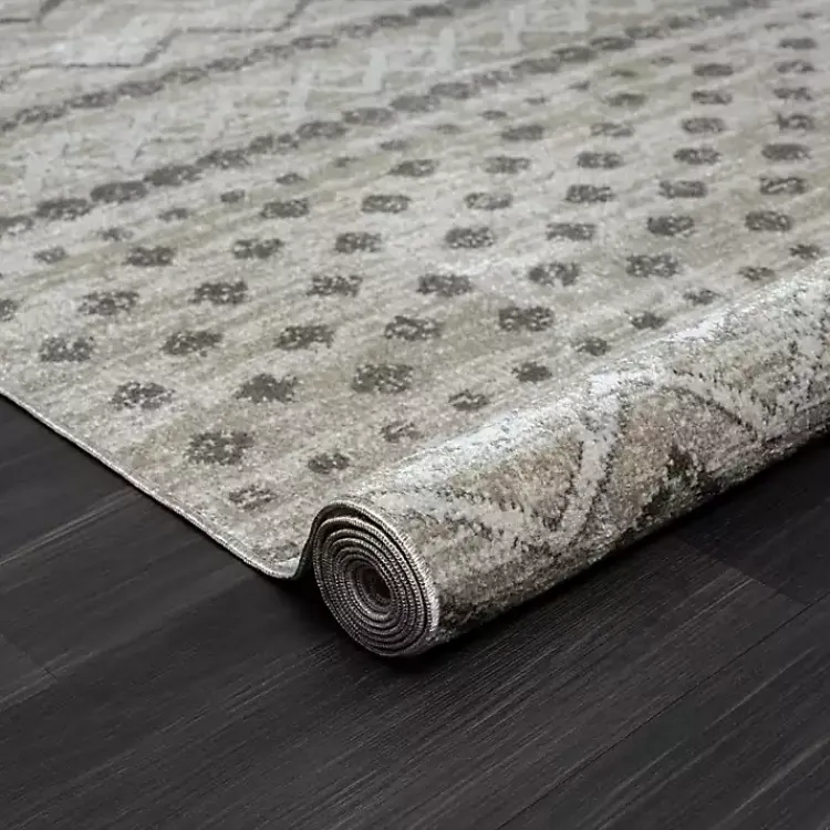 Kirklands Home Beige Geometric Stripe Washable Area Rug, 5x7 New