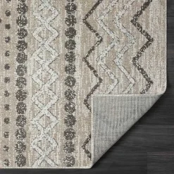 Kirklands Home Beige Geometric Stripe Washable Area Rug, 7x9 Hot