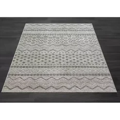 Kirklands Home Beige Geometric Stripe Washable Area Rug, 7x9 Hot