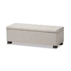 Kirklands Home Beige Grid-Tufted Contemporary Storage Bench Tan Hot