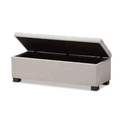 Kirklands Home Beige Grid-Tufted Contemporary Storage Bench Tan Hot