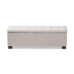 Kirklands Home Beige Grid-Tufted Contemporary Storage Bench Tan Hot