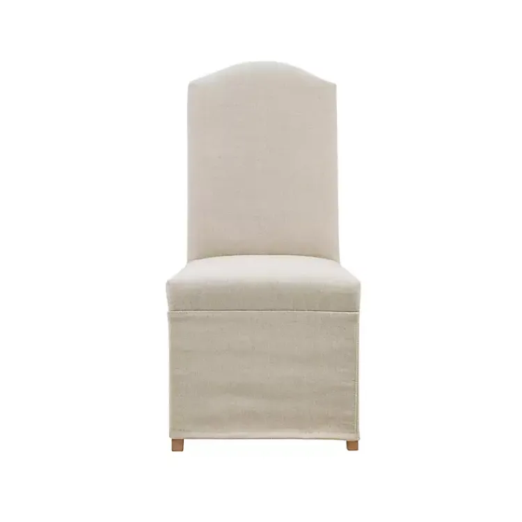 Kirklands Home Beige High Back Skirted Dining Chairs, Set of 2 Tan Hot