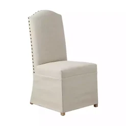 Kirklands Home Beige High Back Skirted Dining Chairs, Set of 2 Tan Hot