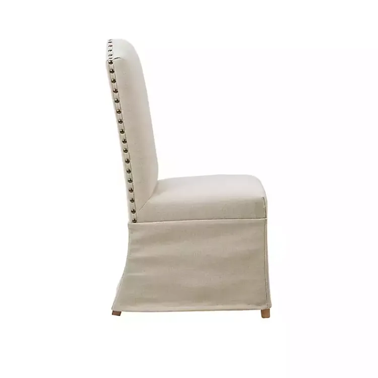 Kirklands Home Beige High Back Skirted Dining Chairs, Set of 2 Tan Hot