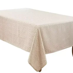 Kirklands Home Beige Jacquard Leaf Tablecloth, 90 in. Brown Discount