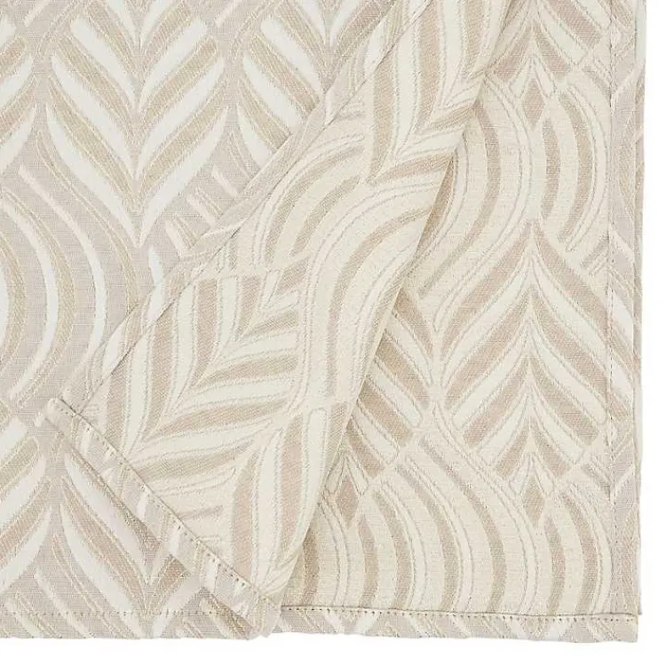Kirklands Home Beige Jacquard Leaf Tablecloth, 72 in. Brown Hot