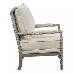 Kirklands Home Beige Liam Turned Leg Accent Chair Ivory Hot