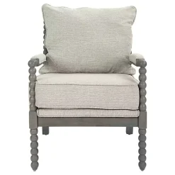 Kirklands Home Beige Liam Turned Leg Accent Chair Ivory Hot