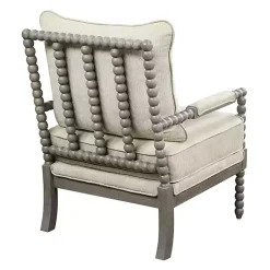 Kirklands Home Beige Liam Turned Leg Accent Chair Ivory Hot