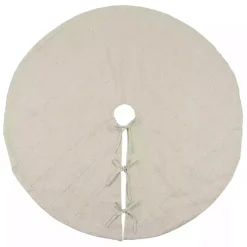 Christmas Tree Skirts & Collars>Kirklands Home Beige Linen Diamond Stitched Tree Skirt Tan