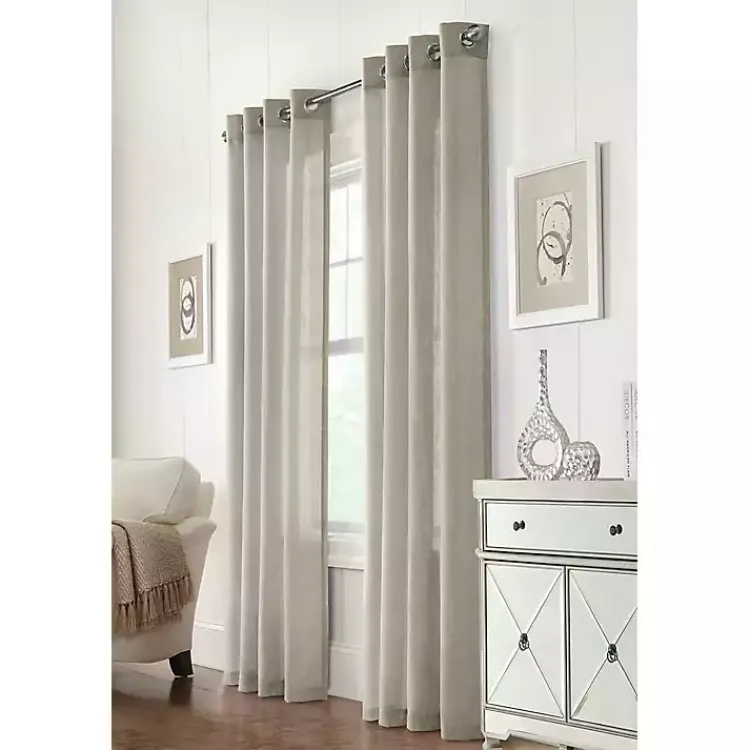 Kirklands Home Beige Linen Light Filtering Curtain Panel, 84 in. Gray Discount