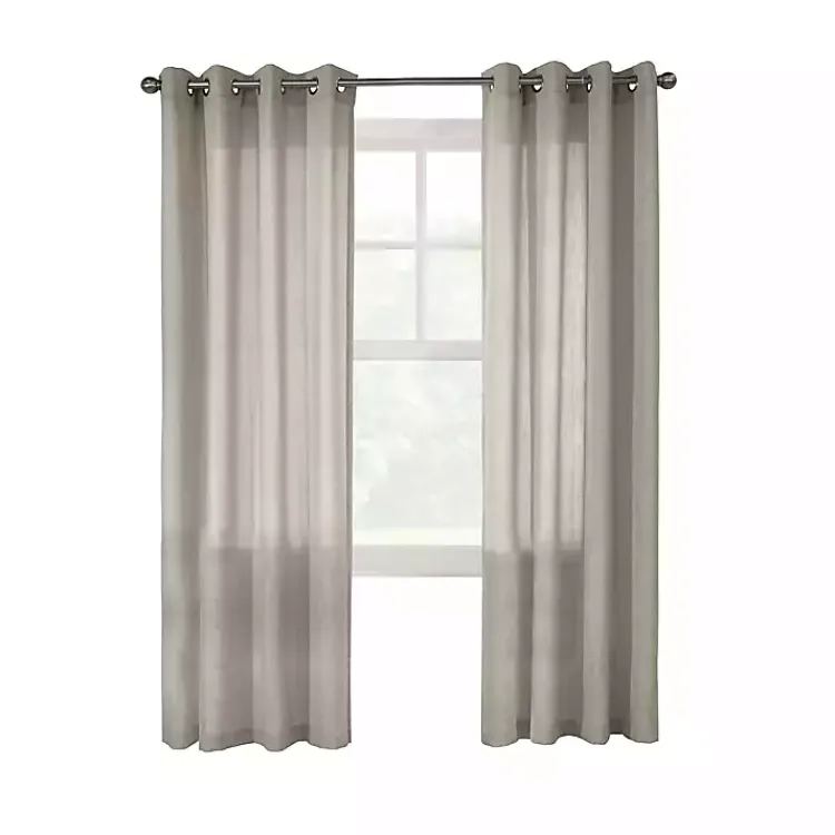 Kirklands Home Beige Linen Light Filtering Curtain Panel, 108 in. Brown New