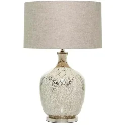 Kirklands Home Beige Marbled Mercury Glass Table Lamp Brown Hot