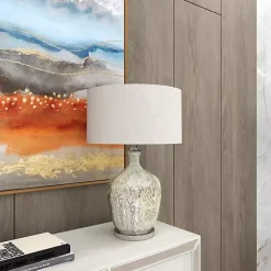 Kirklands Home Beige Marbled Mercury Glass Table Lamp Brown Hot