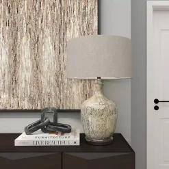 Kirklands Home Beige Marbled Mercury Glass Table Lamp Brown Hot