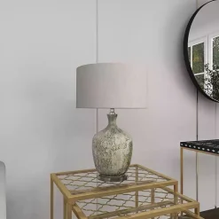Kirklands Home Beige Marbled Mercury Glass Table Lamp Brown Hot