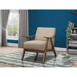 Kirklands Home Beige Mid-Century Hazel Wood Frame Accent Chair Tan Sale