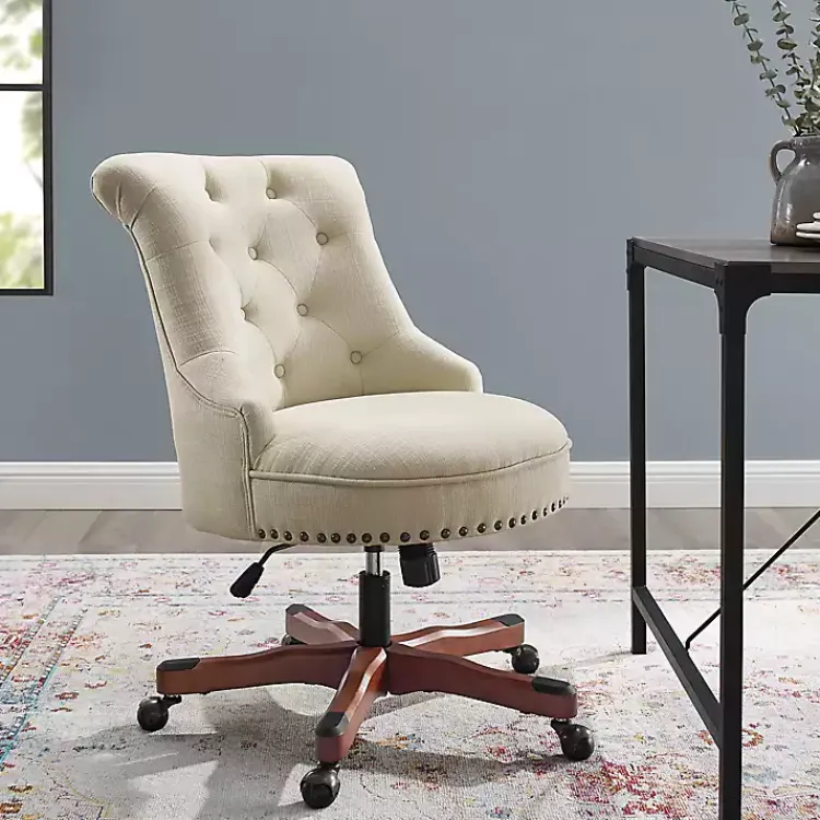Kirklands Home Beige Miller Tufted Office Chair Tan Clearance