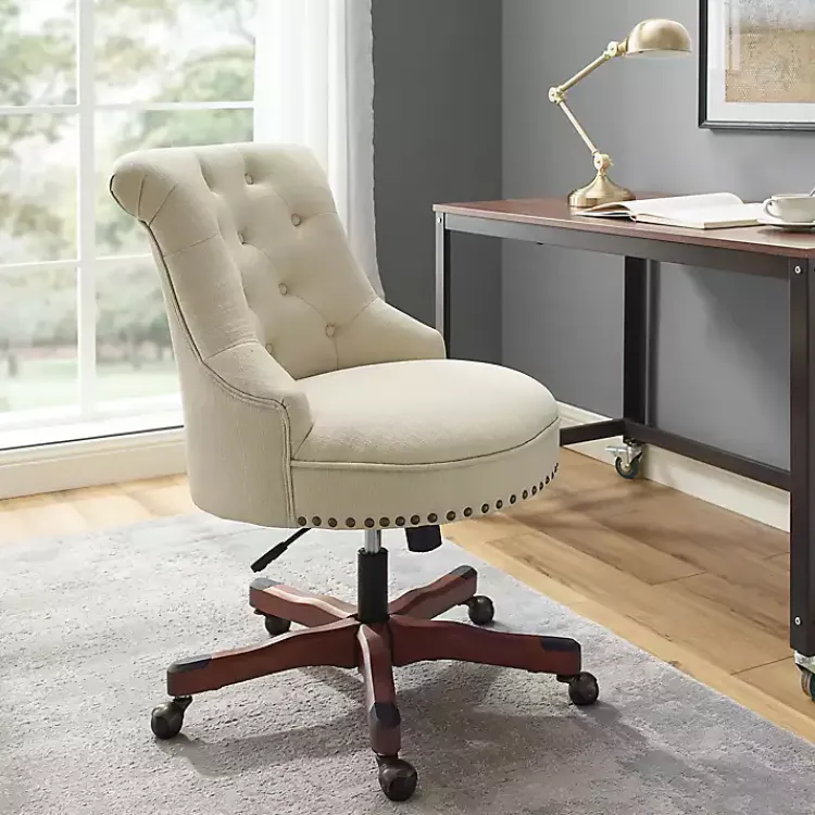 Kirklands Home Beige Miller Tufted Office Chair Tan Clearance