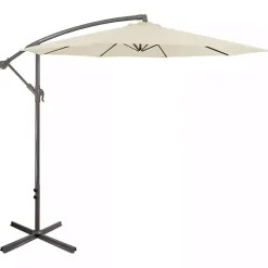 Kirklands Home Beige Offset Hand Crank Outdoor Umbrella Hot