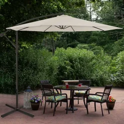 Kirklands Home Beige Offset Hand Crank Outdoor Umbrella Hot