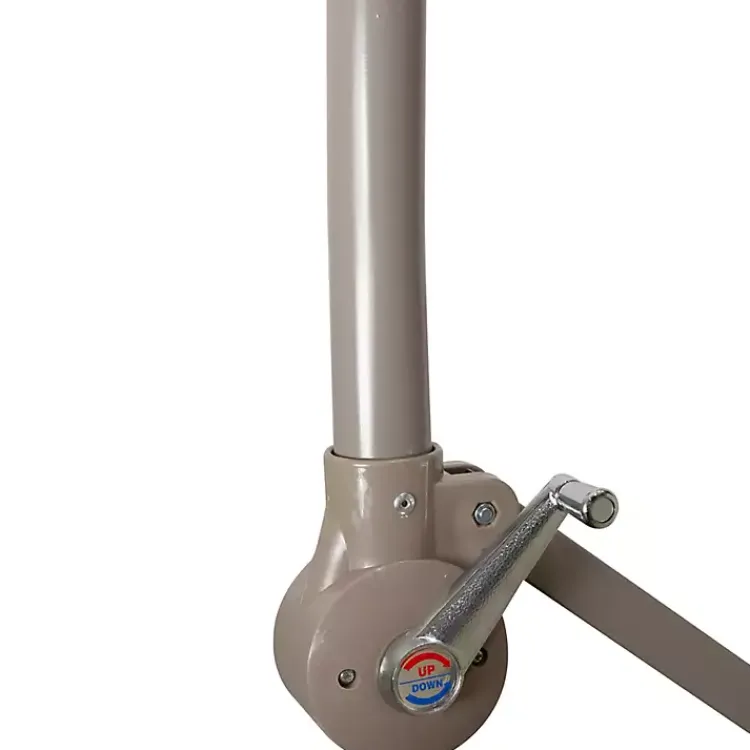 Kirklands Home Beige Offset Hand Crank Outdoor Umbrella Hot