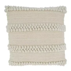 Pillows>Kirklands Home Beige Pom Pom Stripe Pillow Ivory