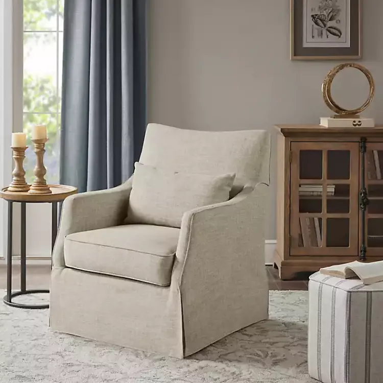 Kirklands Home Beige Skirted Swivel Martha Stewart Accent Chair Tan Sale