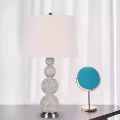 Kirklands Home Beige Stacked Sphere Table Lamps Ivory