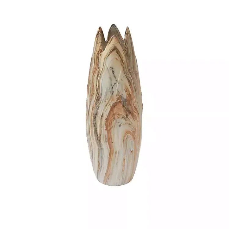 Vases>Kirklands Home Beige Stoneware Jagged Vase, 20 in. Brown