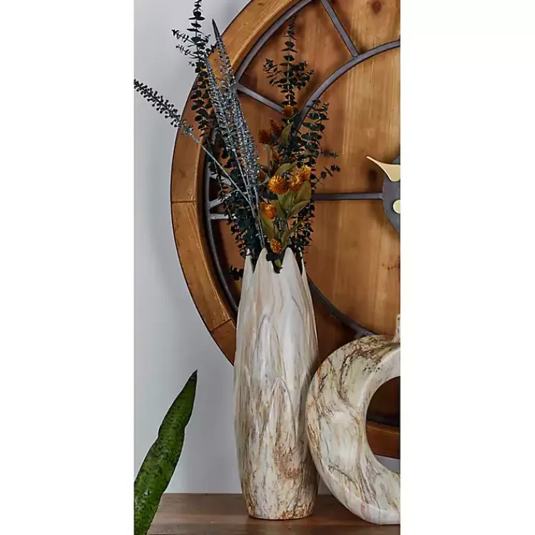 Vases>Kirklands Home Beige Stoneware Jagged Vase, 20 in. Brown