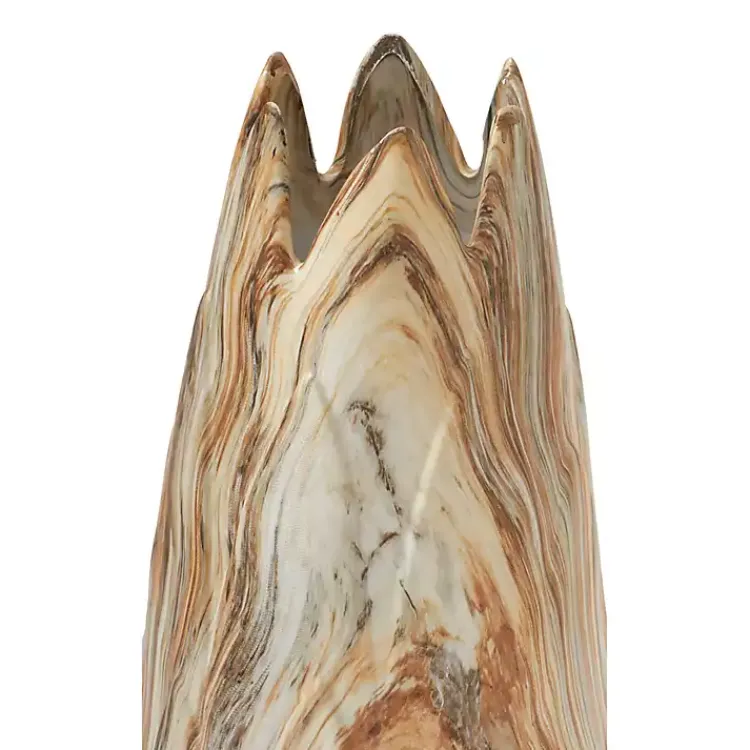 Vases>Kirklands Home Beige Stoneware Jagged Vase, 20 in. Brown