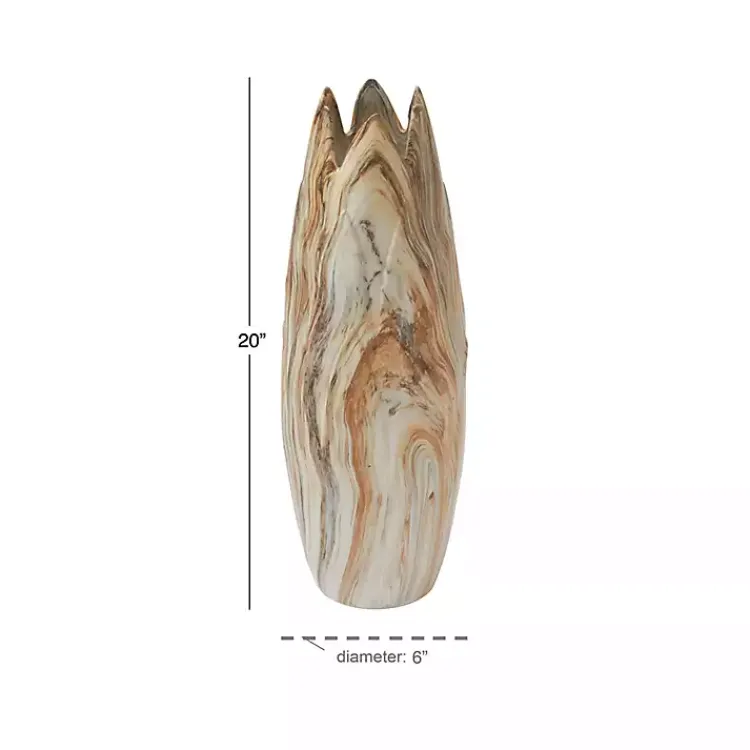 Vases>Kirklands Home Beige Stoneware Jagged Vase, 20 in. Brown