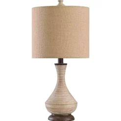 Kirklands Home Beige Stripes Curved Table Lamp Tan Sale