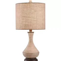 Kirklands Home Beige Stripes Curved Table Lamp Tan Sale