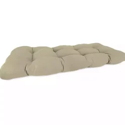 Kirklands Home Beige Tufted Canvas Outdoor Bench Cushion Tan
