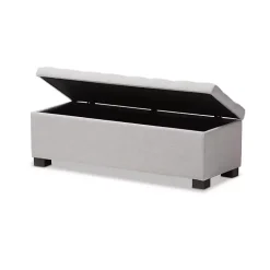 Kirklands Home Beige Tufted Contemporary Storage Bench Best