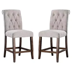 Kirklands Home Beige Tufted Landon Counter Stools, Set of 2 Tan