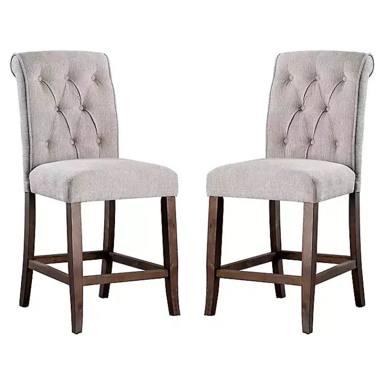 Kirklands Home Beige Tufted Landon Counter Stools, Set of 2 Tan