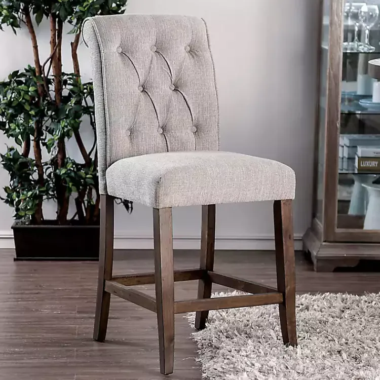 Kirklands Home Beige Tufted Landon Counter Stools, Set of 2 Tan